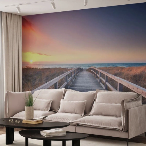 Fototapeta Standard Eco - Baltská večerná polárna žiara - Krajina, More, Piesočná duna - 400x280 cm