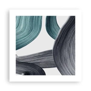 Plagát - Smaragdové a čierne vlny - 40x40 cm
