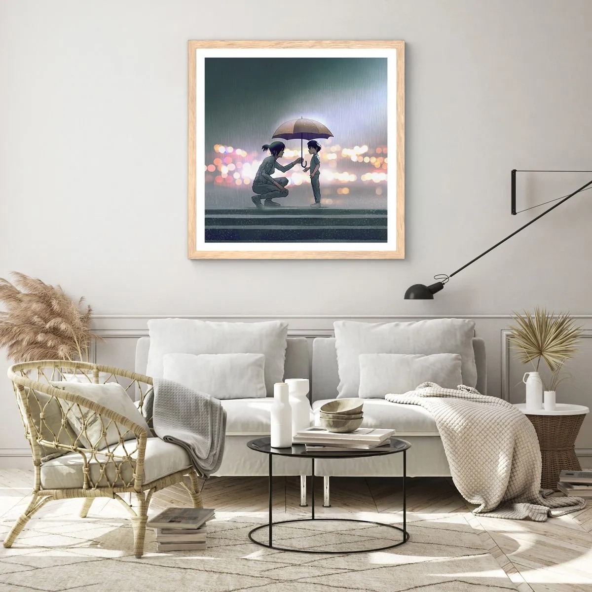 Plagát v ráme zo svetlého duba - A všetko je v poriadku - 60x60 cm