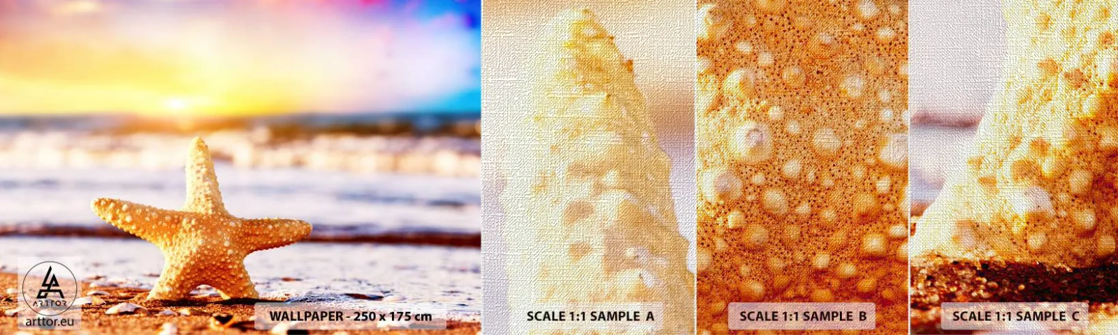 Vzorka fototapety Premium Canvas - Morský darček - Hviezdica, Pláž, oceán - 100x30 cm