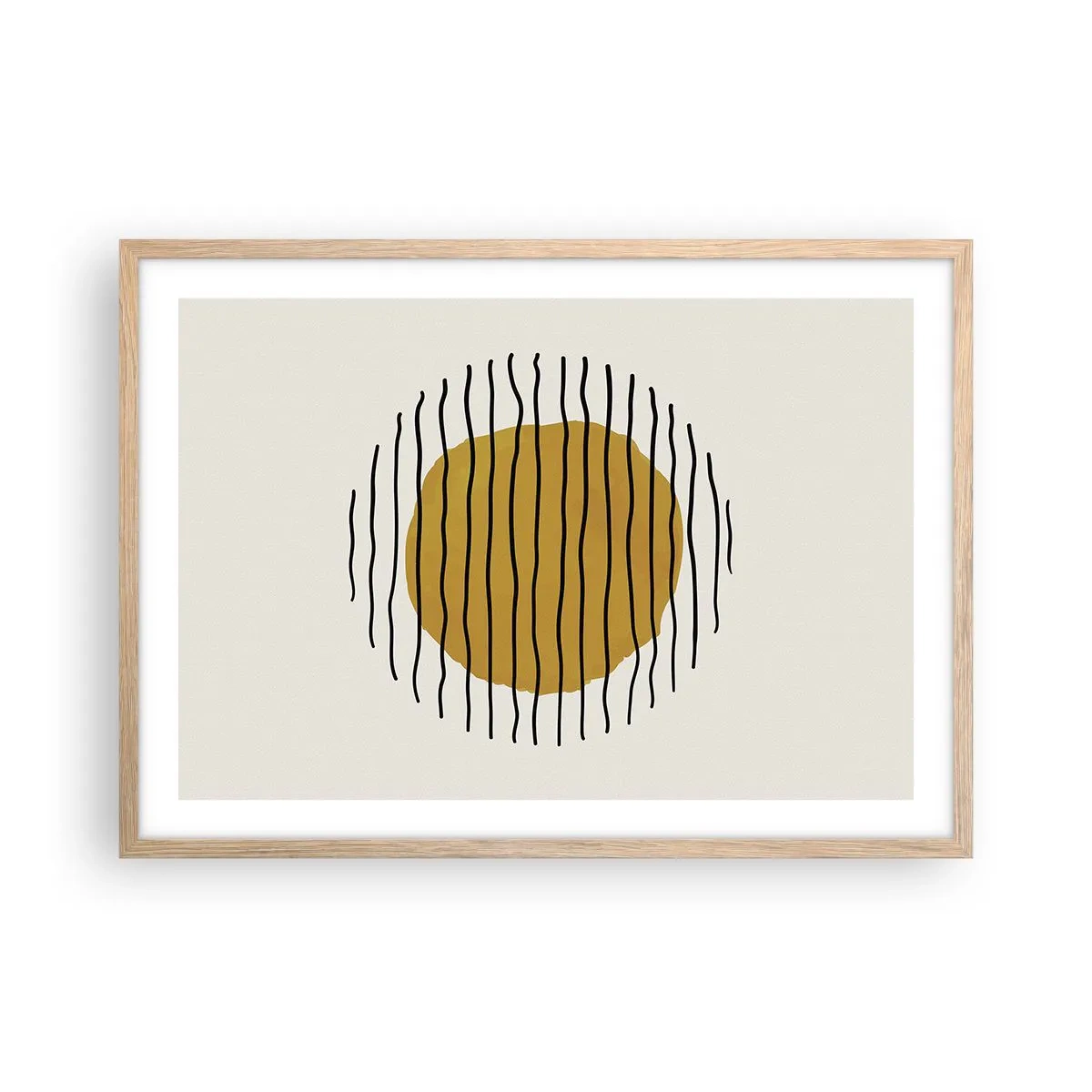 Plagát v ráme zo svetlého duba - Abstrakcia kmitajúca žiarom - 70x50 cm