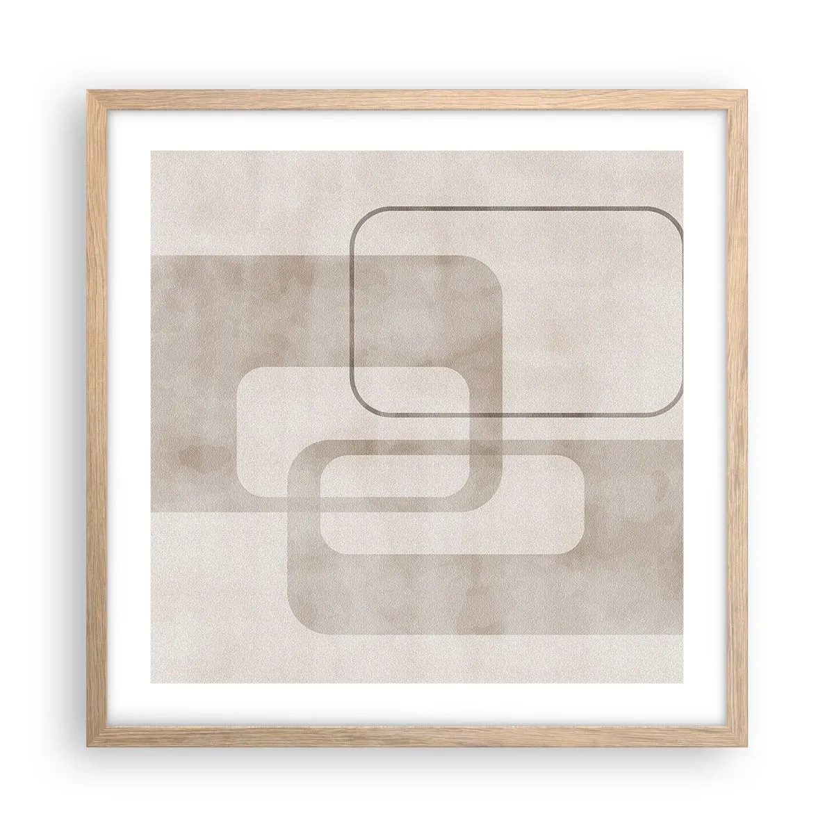 Plagát v ráme zo svetlého duba - Geometrická fúga - 50x50 cm