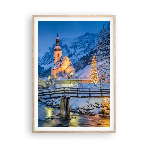 Plagát v ráme zo svetlého duba - Duch Vianoc - 70x100 cm