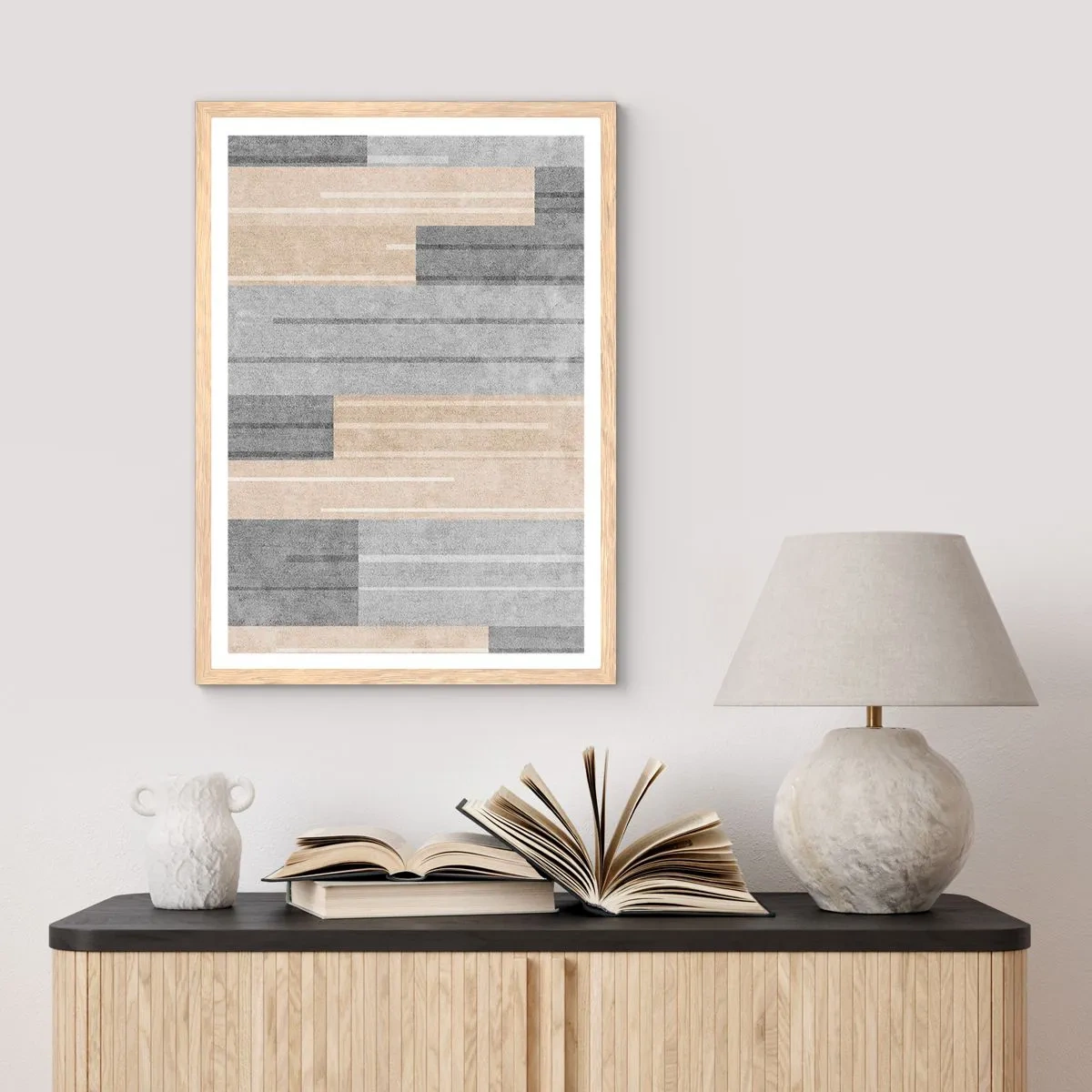 Plagát v ráme zo svetlého duba - Kompozícia: drž sa - 70x100 cm