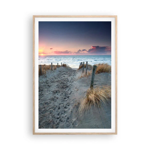 Plagát v ráme zo svetlého duba - Šiel by som s tebou na kraj světa… - 70x100 cm