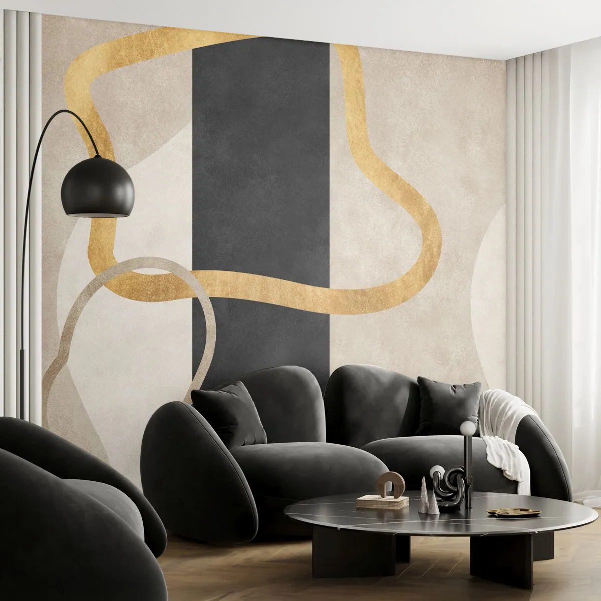 Fototapeta Premium Sand - Tvary v slučke - Art Deco, Minimalizmus, Abstrakcionizmus - 300x210 cm