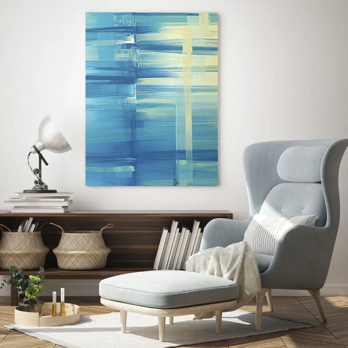 Obraz na skle - Kompozícia v tyrkyse - 80x120 cm