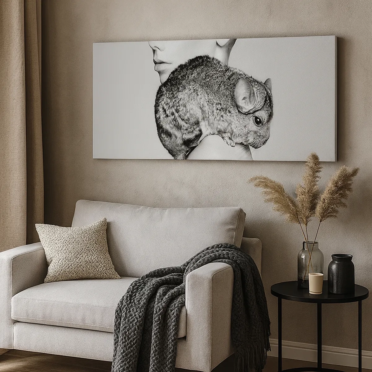 Obraz na plátne - Dáma s činčilou - 30x30 cm