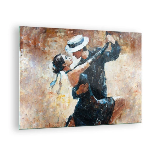 Obraz na skle - Pár tancuje v elegantnom štýle s klasickým nádychom - 70x50cm - A la Rudolf Valentino - Moderná nástenná dekorácia do obývacej izby a spálne ARTTOR