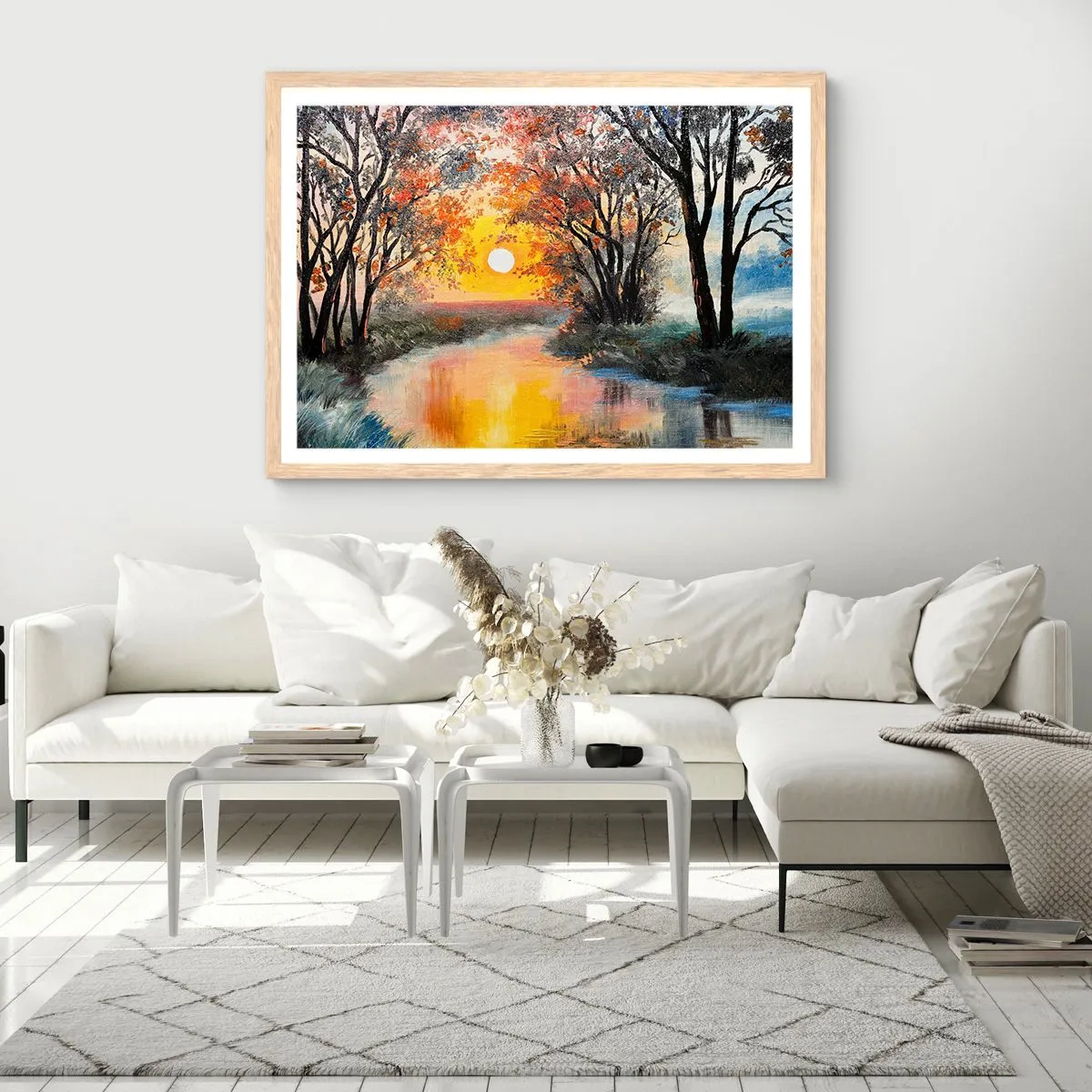 Plagát v ráme zo svetlého duba - Jesenný nádych - 50x40 cm