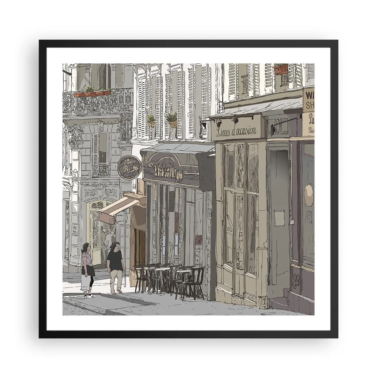 Plagát v čiernom ráme - Mestské radosti - 60x60 cm
