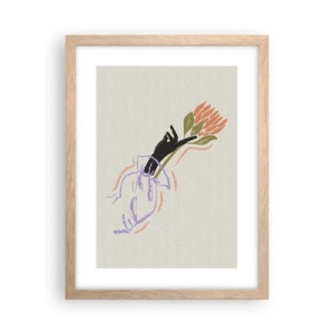 Plagát v ráme zo svetlého duba - Sesterský dotyk - 30x40 cm