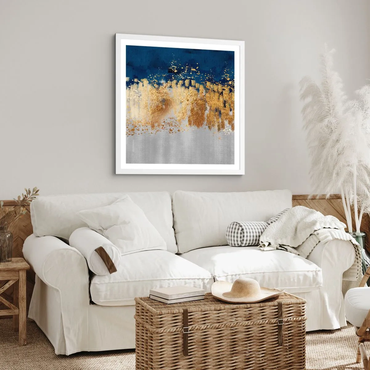 Plagát v bielom ráme - Moderná kompozícia s iskrou - 60x60 cm