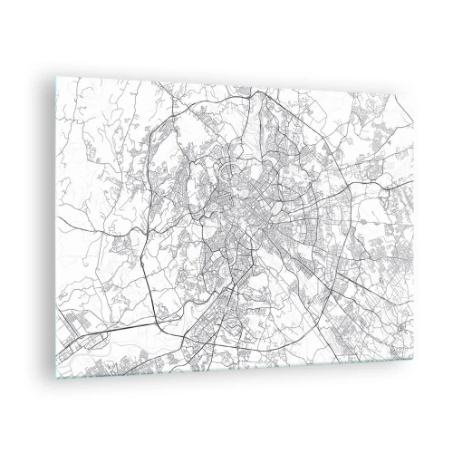 Obraz na skle - Mapa Ríma s prehľadným kruhovým rozložením ciest - 70x50cm - Rímsky kruh - Moderná nástenná dekorácia do obývacej izby a spálne ARTTOR