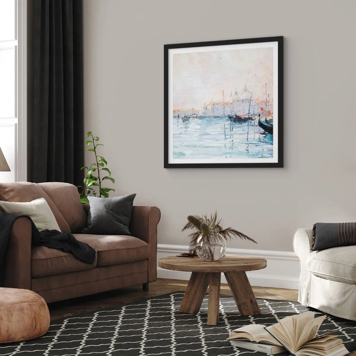 Plagát v čiernom ráme - Za vodou, za hmlou - 50x50 cm