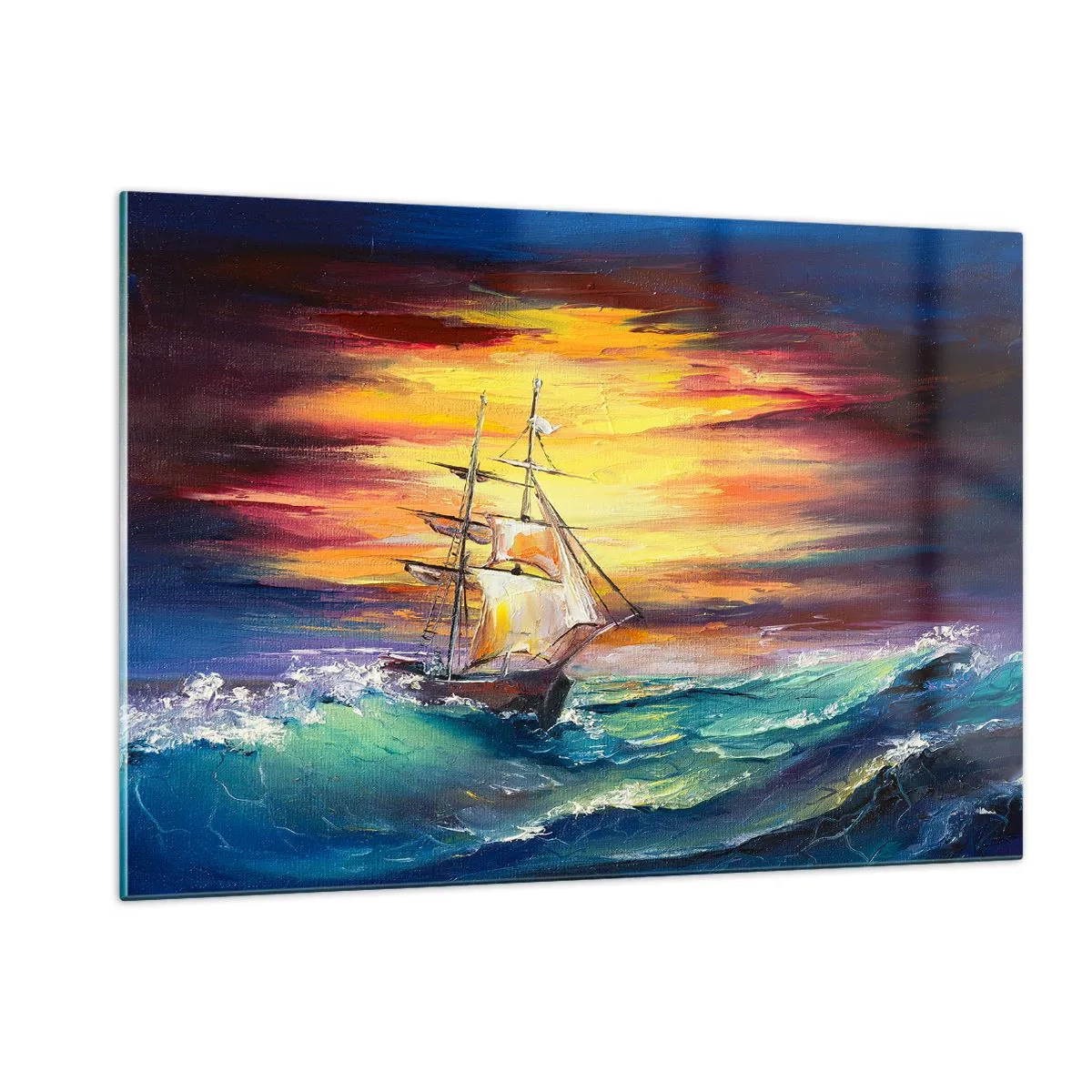 Obraz na skle - Statočne proti vlnám - 120x80 cm