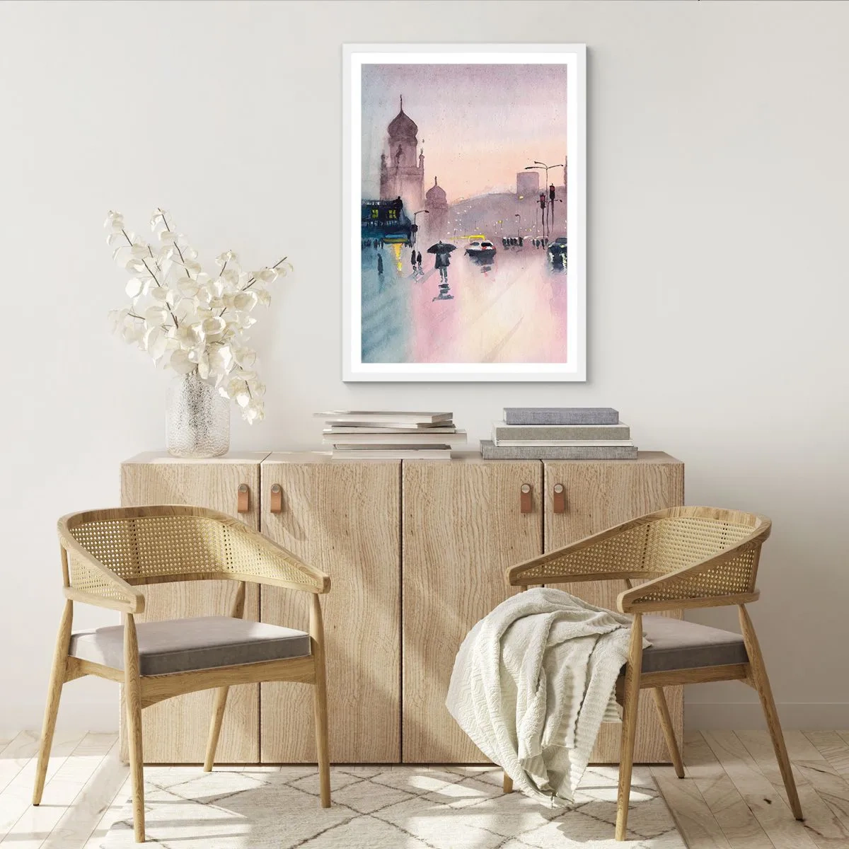 Plagát v bielom ráme - V daždivom opare - 50x70 cm