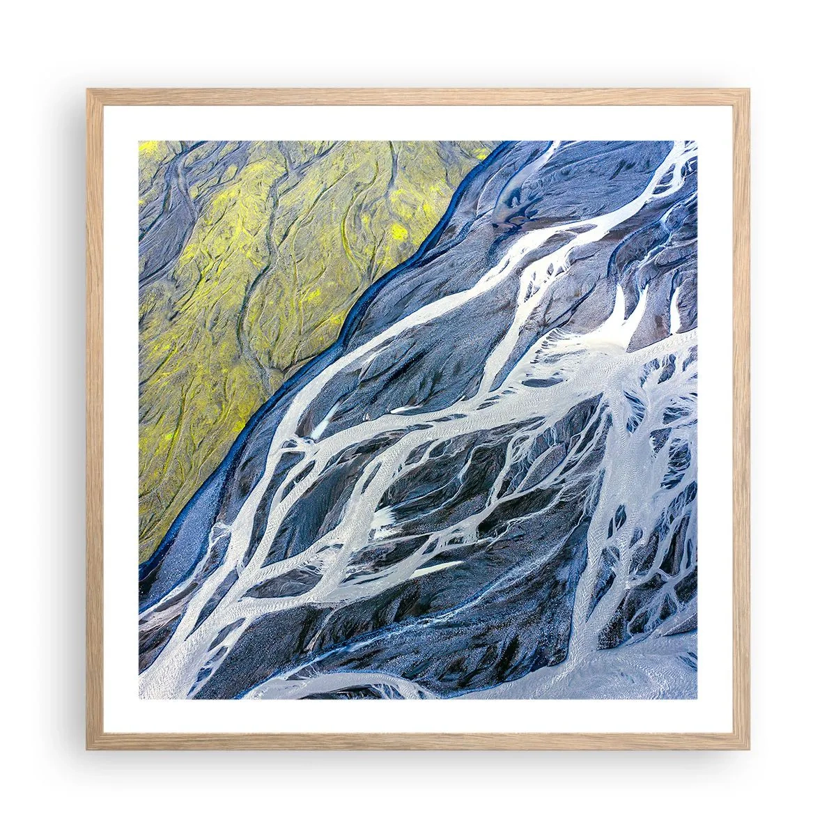 Plagát v ráme zo svetlého duba - Jaskynné maľby prírody - 60x60 cm