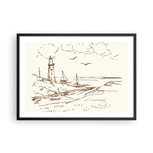 Plagát v čiernom ráme - Náčrt letných spomienok - 70x50 cm