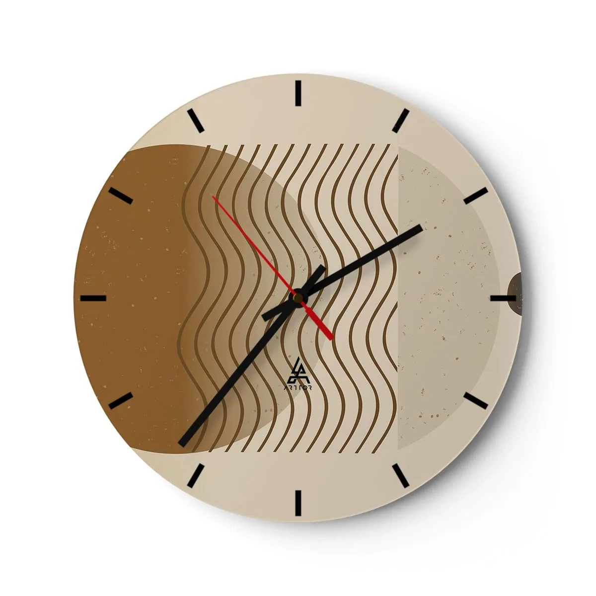 Nástenné hodiny - Abstraktné kruhy v odtieňoch červenej a modrej na čiernom pozadí - 30x30cm - O pôvode geometrických obrazcov - Moderná nástenná dekorácia do obývacej izby, kuchyne a spálne ARTTOR