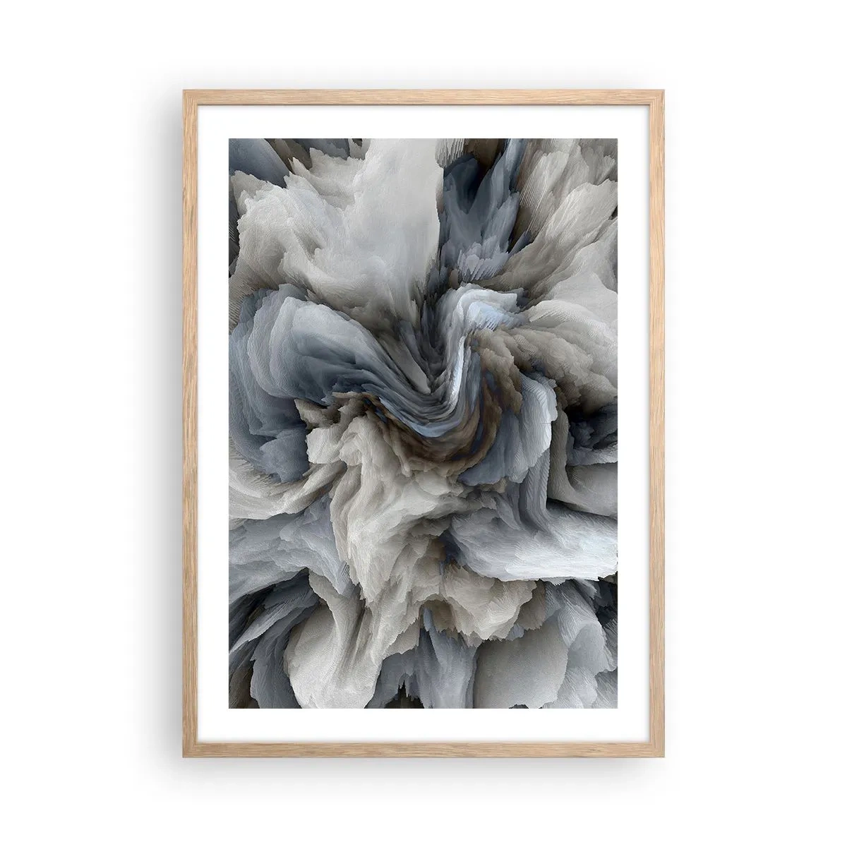 Plagát v ráme zo svetlého duba - Kameň a kvet - 50x70 cm