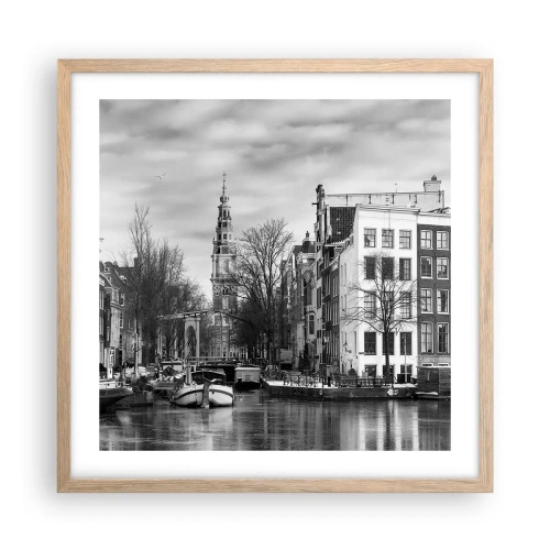 Plagát v ráme zo svetlého duba - Amsterdamské vibrácie - 50x50 cm