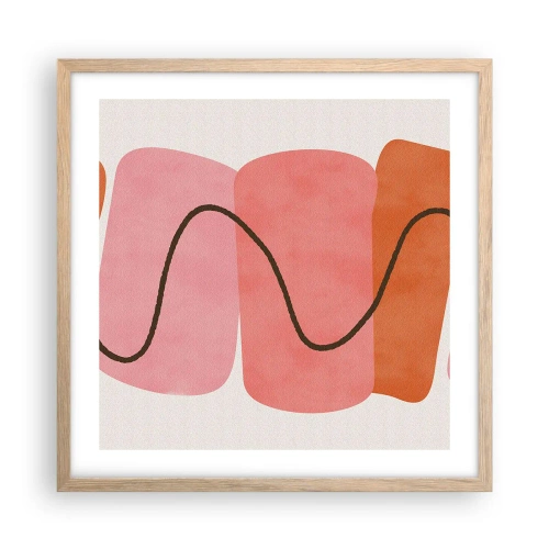 Plagát v ráme zo svetlého duba - Jemný pohyb foriem - 50x50 cm