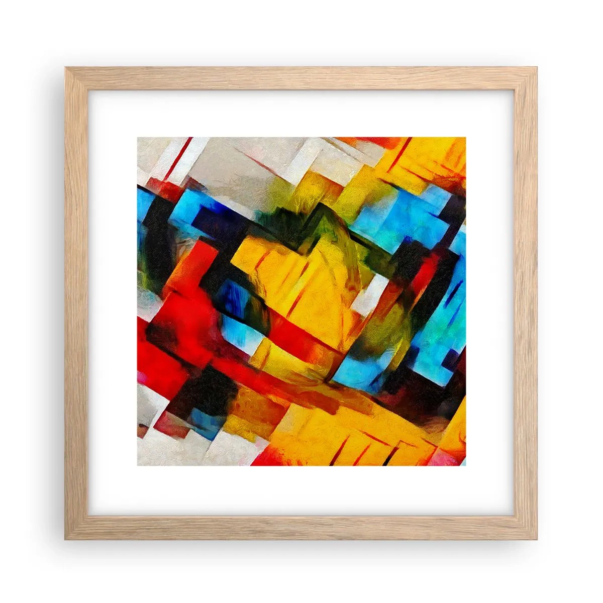 Plagát v ráme zo svetlého duba - Viacfarebný mix - 30x30 cm