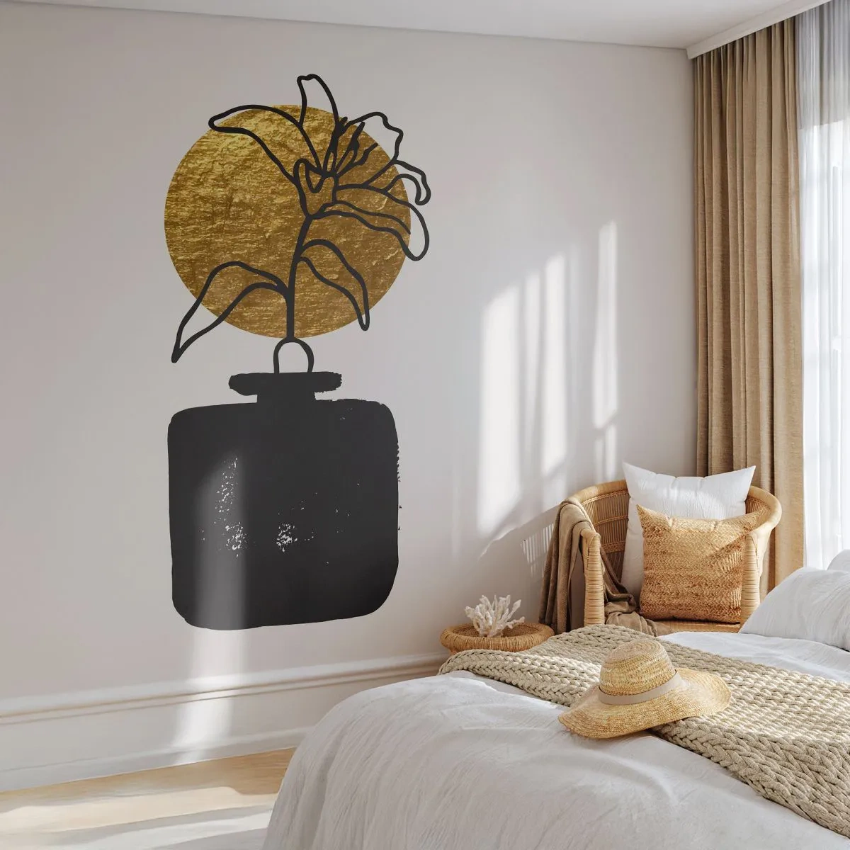 Fototapeta Premium Canvas - Krása, ktorá má cenu zlata - Váza, Kvety, Minimalizmus - 150x105 cm