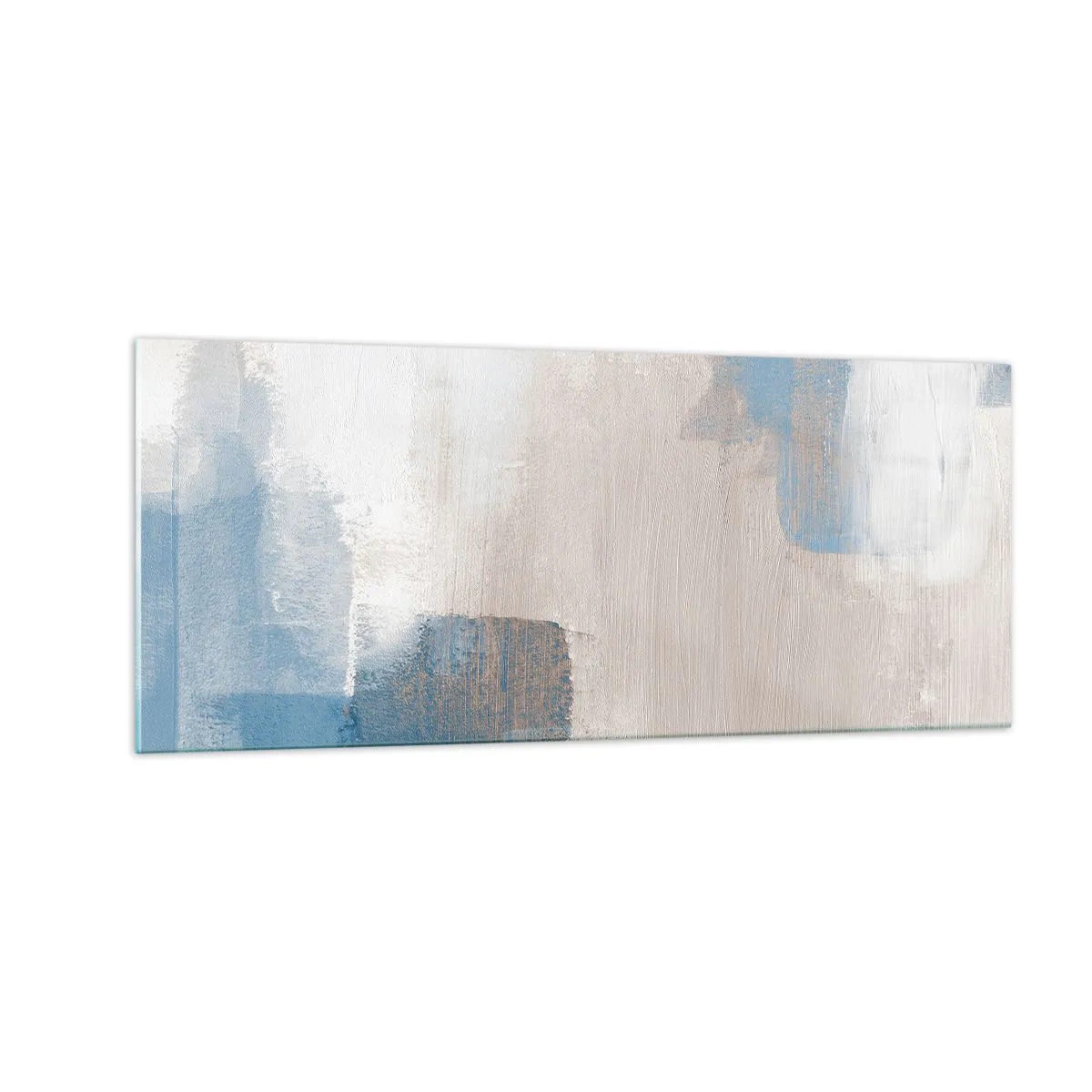 Obraz na skle - Ružová abstrakcia za modrým závojom - 100x40 cm