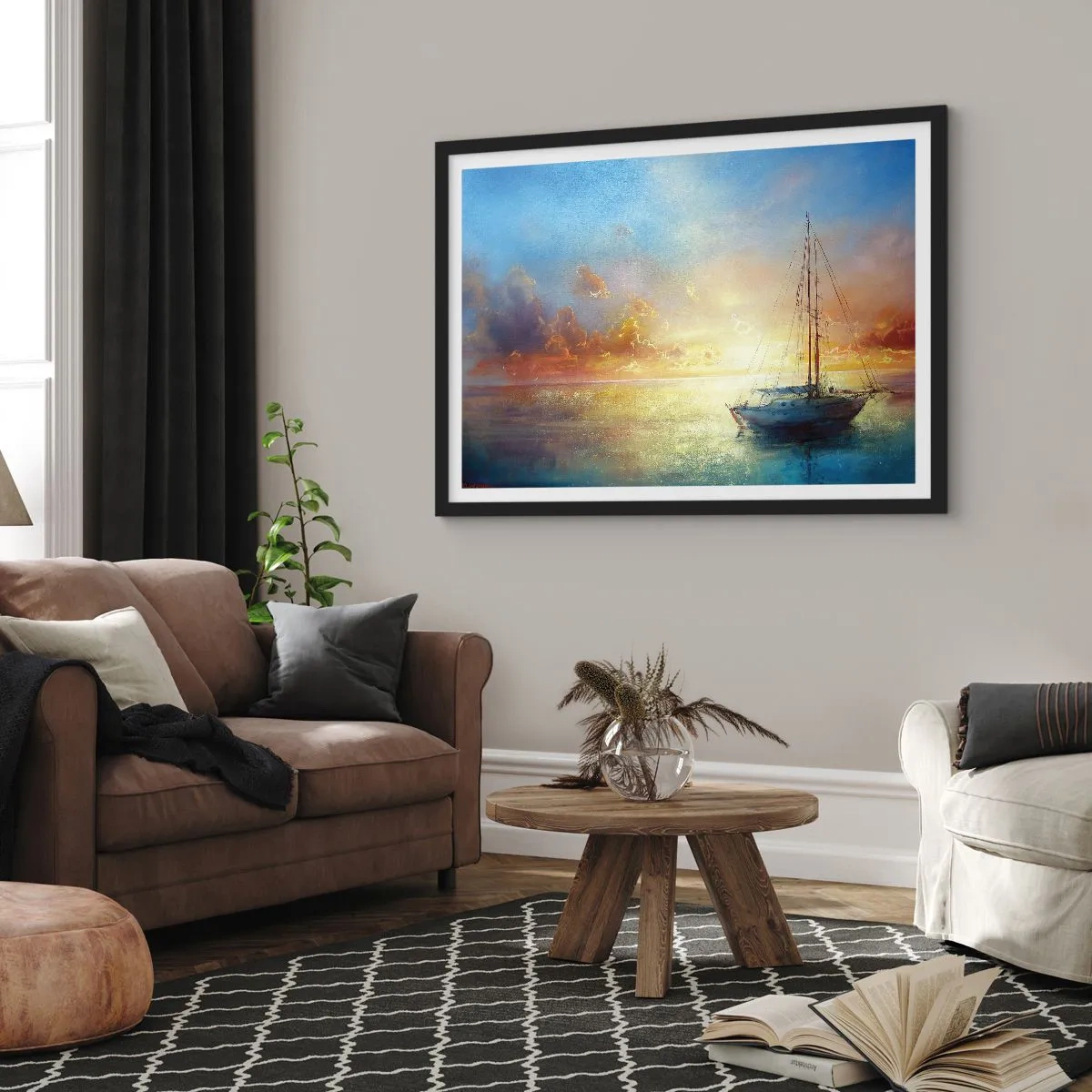 Plagát v čiernom ráme - V zlatom zálive - 50x40 cm