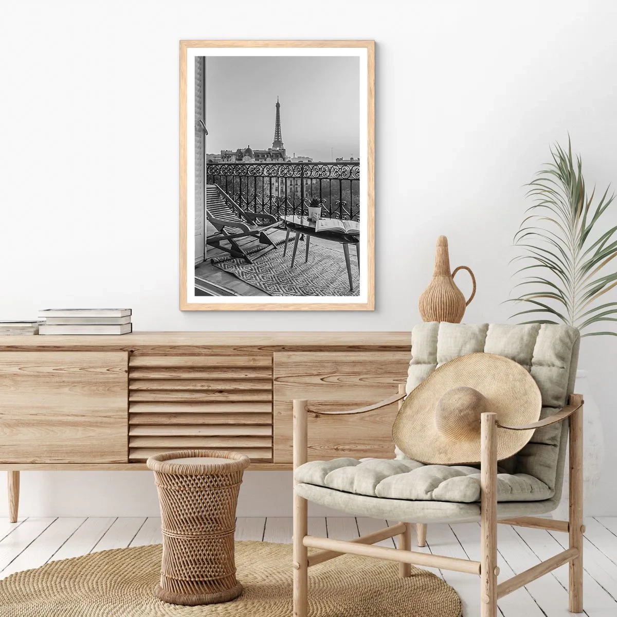 Plagát v ráme zo svetlého duba - Parížske popoludnie - 40x50 cm