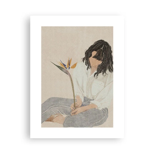 Plagát - Portrét s exotickým kvetom - 30x40 cm