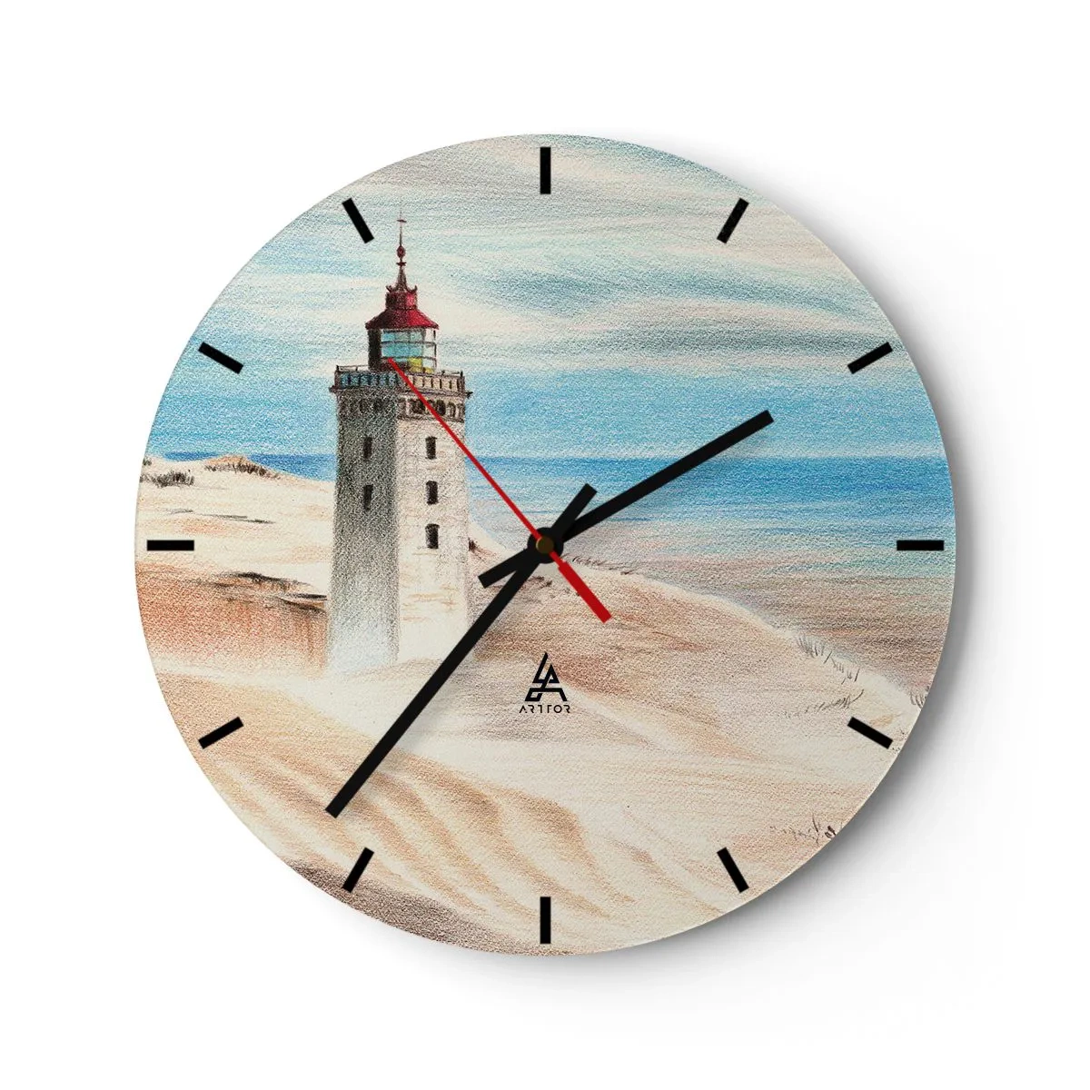 Nástenné hodiny - Maják na piesočných dunách pri mori - 30x30cm - Vždy hľadí na more - Moderná nástenná dekorácia do obývacej izby, kuchyne a spálne ARTTOR