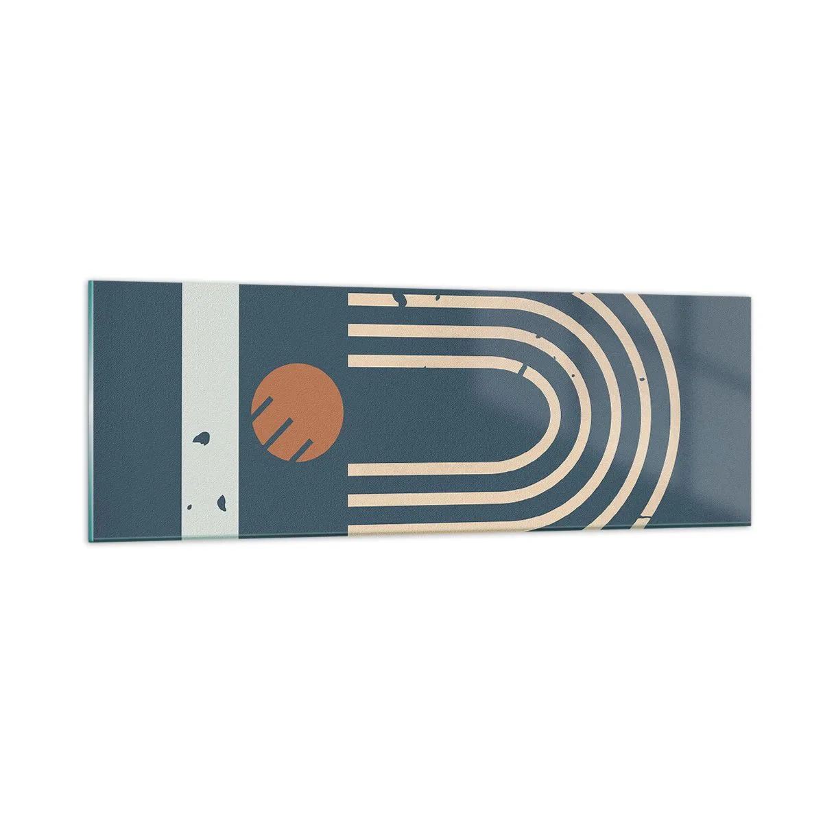 Obraz na skle - Geometria v námorníckej modrej - 90x30 cm