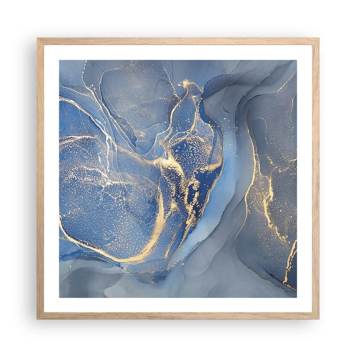 Plagát v ráme zo svetlého duba - Zlatý prach - 60x60 cm