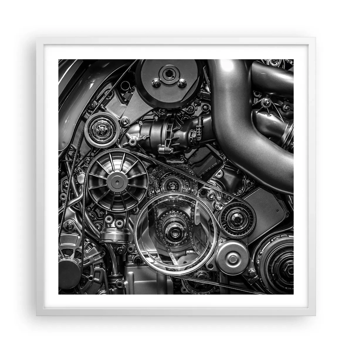 Plagát v bielom ráme - Poézia mechaniky - 60x60 cm