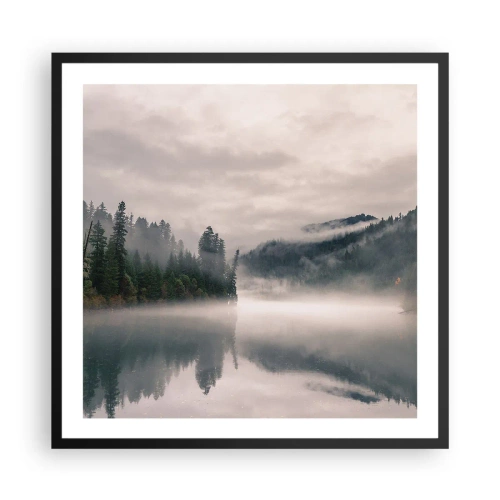 Plagát v čiernom ráme - V zamyslení, v hmle - 60x60 cm
