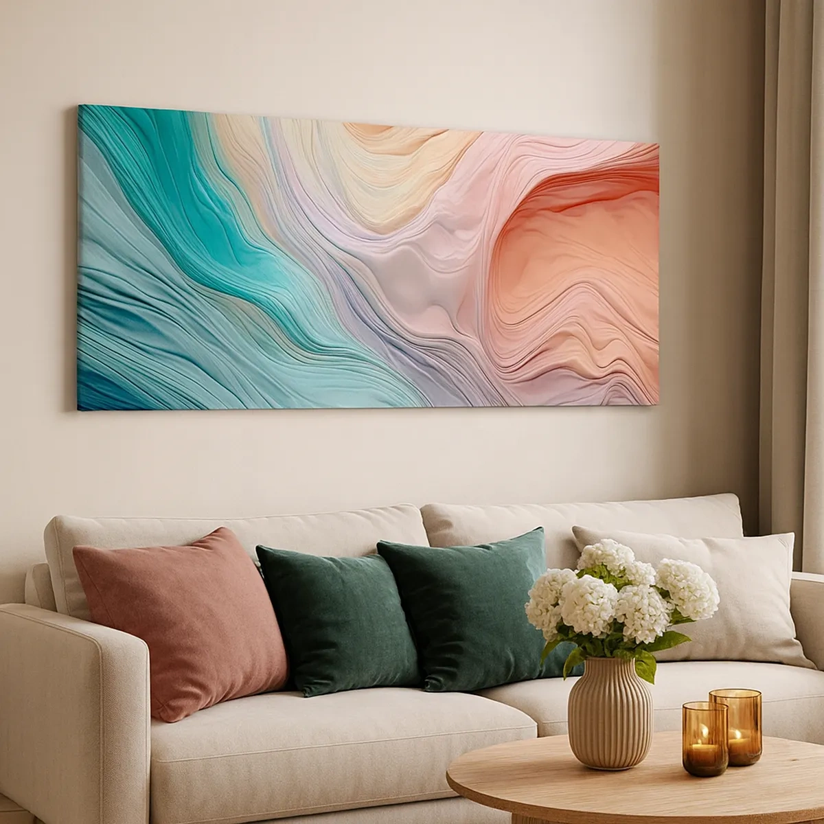 Obraz na plátne - Dúhová vlna - 30x30 cm