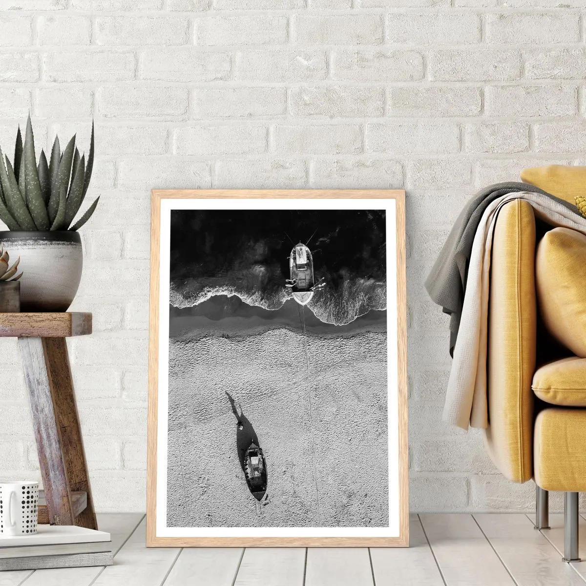 Plagát v ráme zo svetlého duba - Ešte na brehu… - 70x100 cm