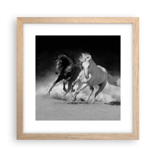 Plagát v ráme zo svetlého duba - Cval slobody - 30x30 cm