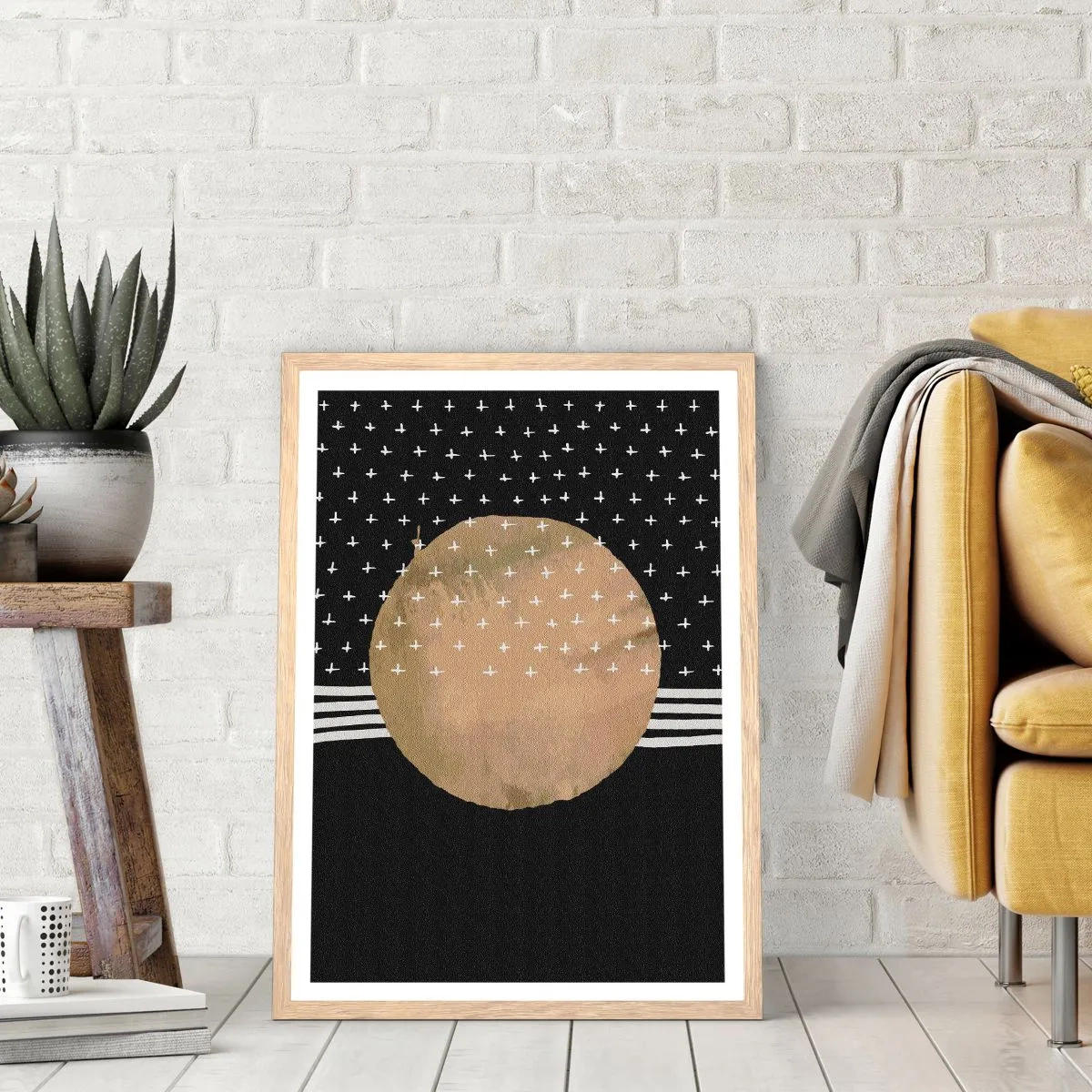 Plagát v ráme zo svetlého duba - Kompozícia: vlajka galaxie - 40x50 cm