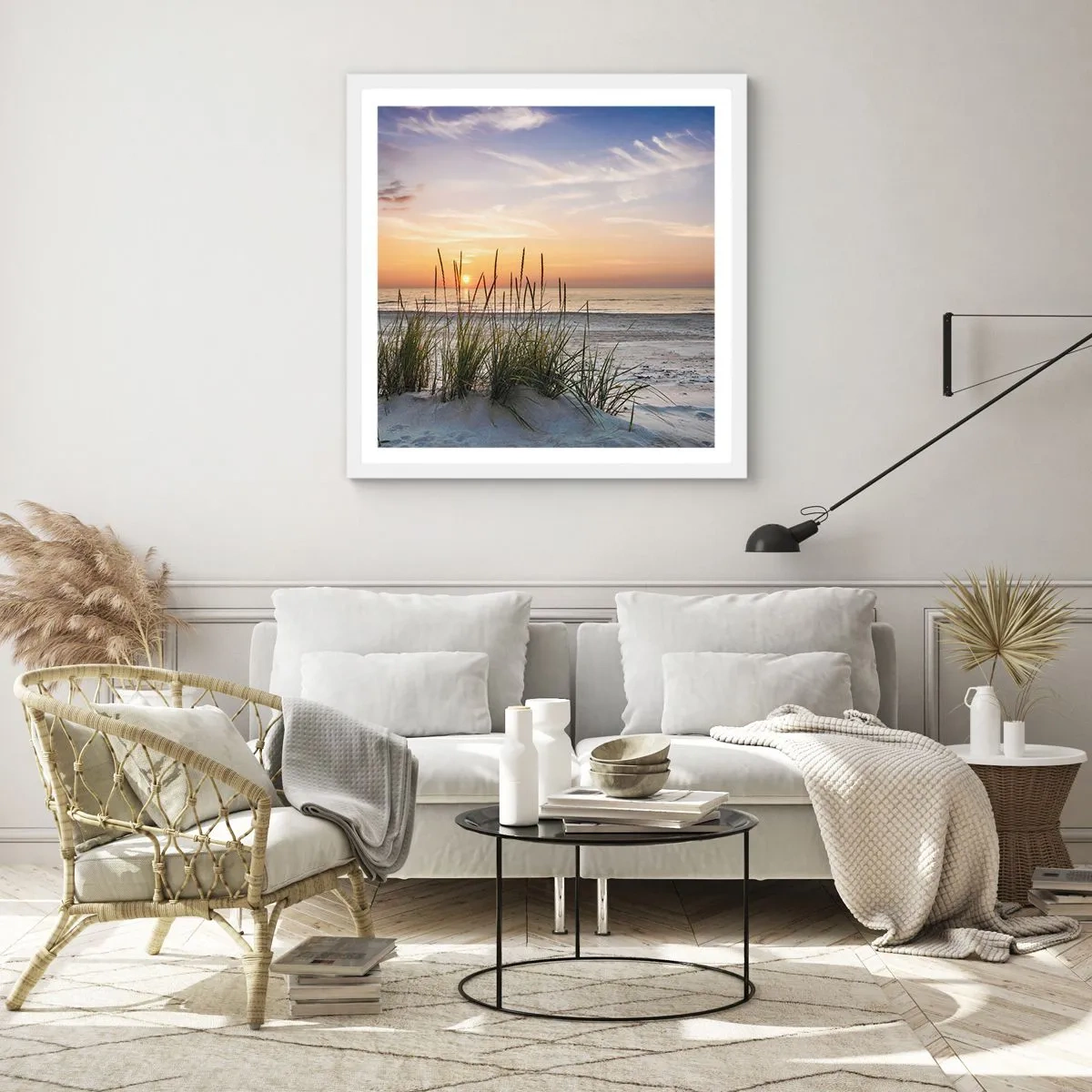 Plagát v bielom ráme - Pozri sa, predstav si a pociť - 50x50 cm