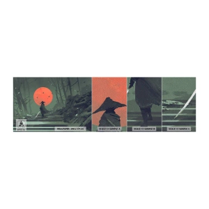 Vzorka fototapety Premium Sand - Bojovník červeného mesiaca - Abstrakcia, Fantázia, bojovník - 100x30 cm