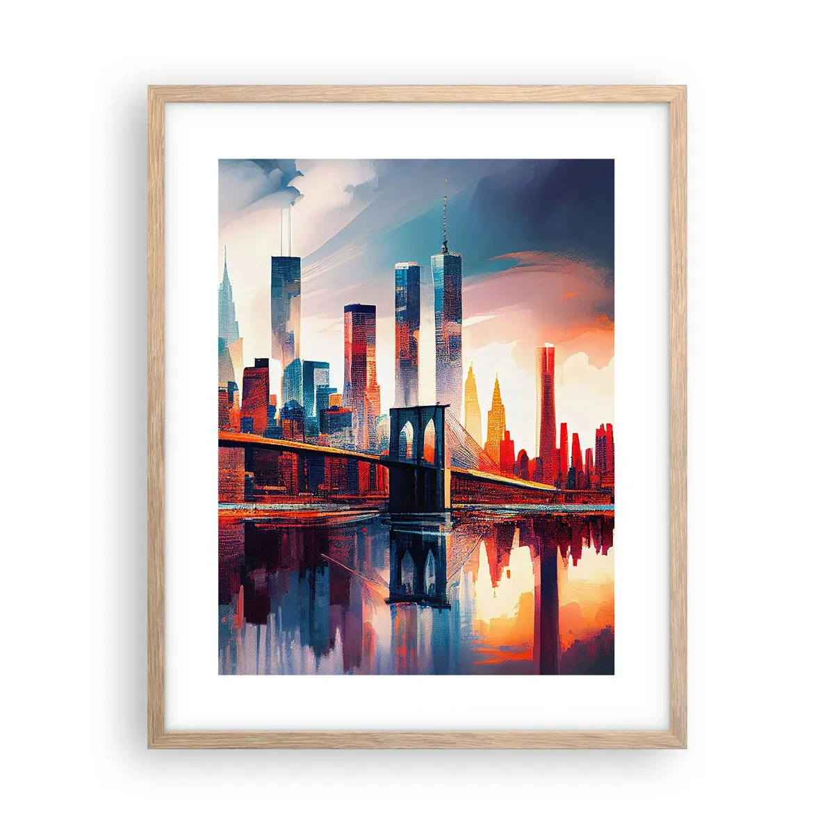 Plagát v ráme zo svetlého duba - Famózny New York - 40x50 cm