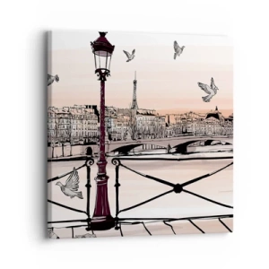 Obraz na plátne - Nad strechami Paríža - 30x30 cm