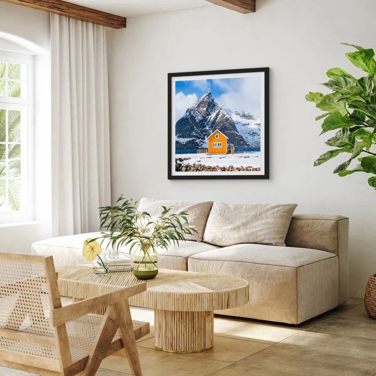 Plagát v čiernom ráme - Škandinávska dovolenka - 30x30 cm