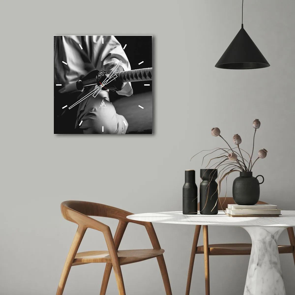 Nástenné hodiny - Duša bojovníka - 40x40 cm