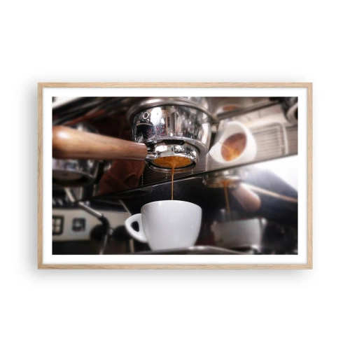 Plagát v ráme zo svetlého duba - Dobrá chvíľa dňa - 91x61 cm