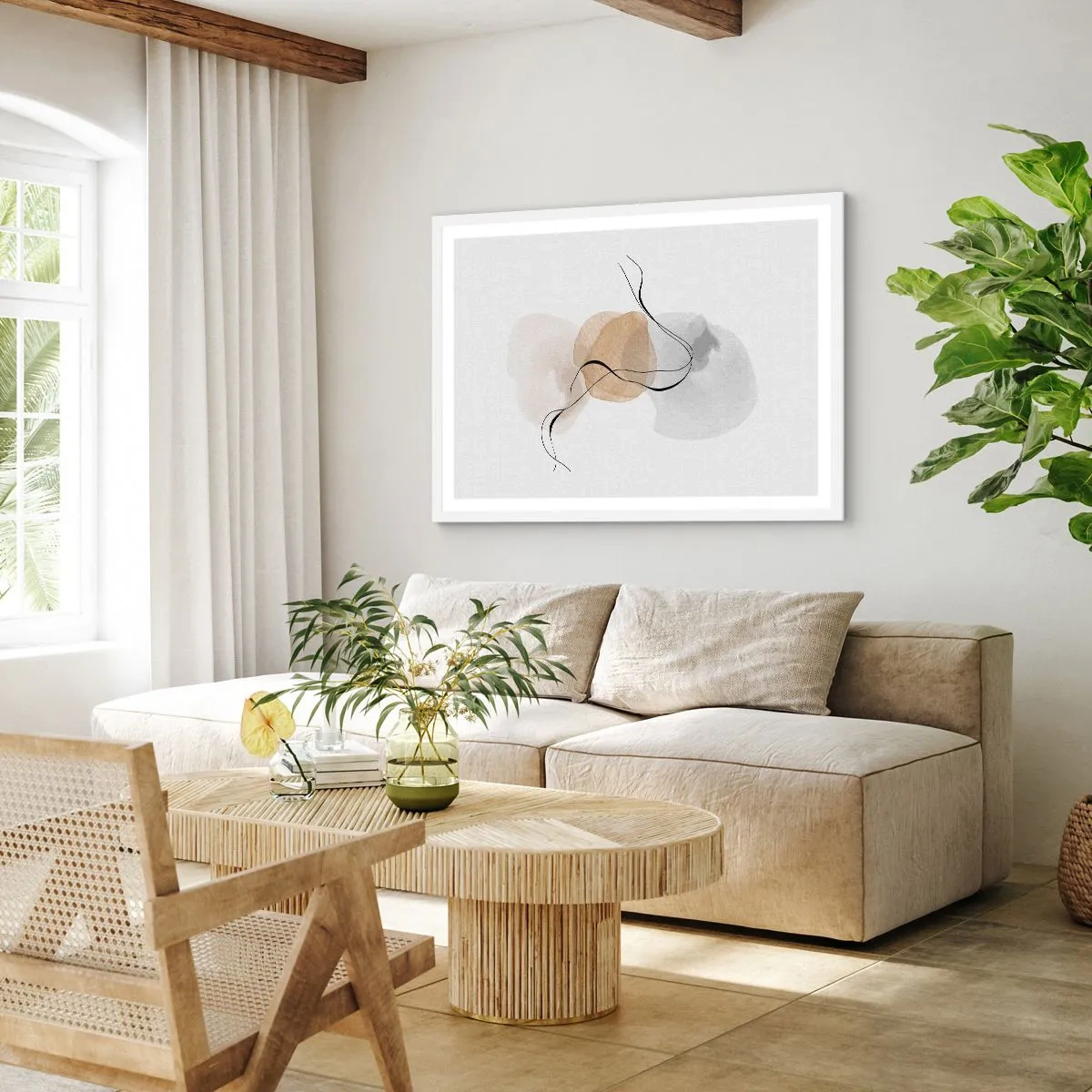 Plagát v bielom ráme - Vzdušné korálky - 100x70 cm